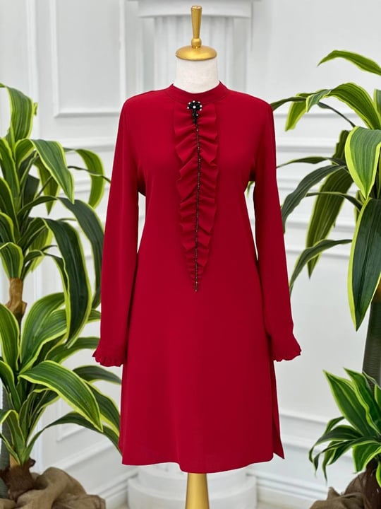 Drape Detay Tunik 2058 T-24 Kırmızı