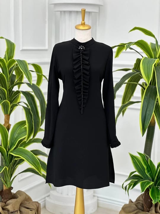 Drape Detay Tunik 2058 T-24 Siyah