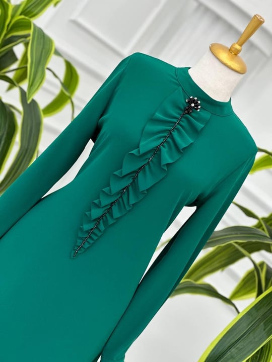 Drape Detay Tunik 2058 T-24 Yeşil