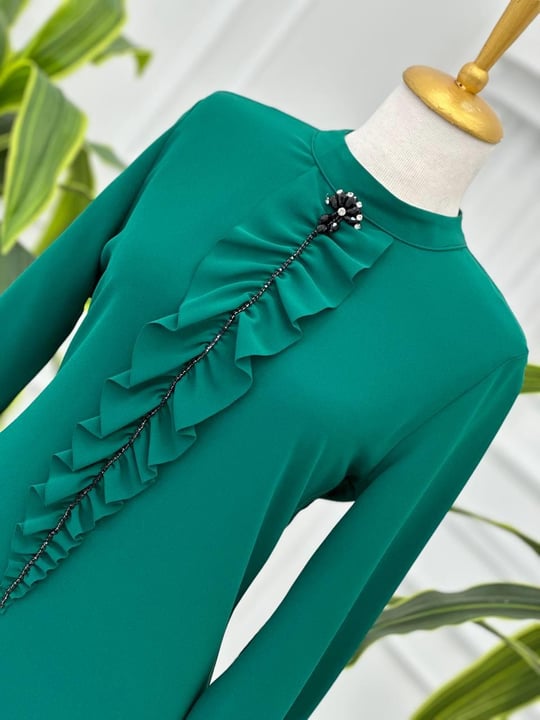 Drape Detay Tunik 2058 T-24 Yeşil