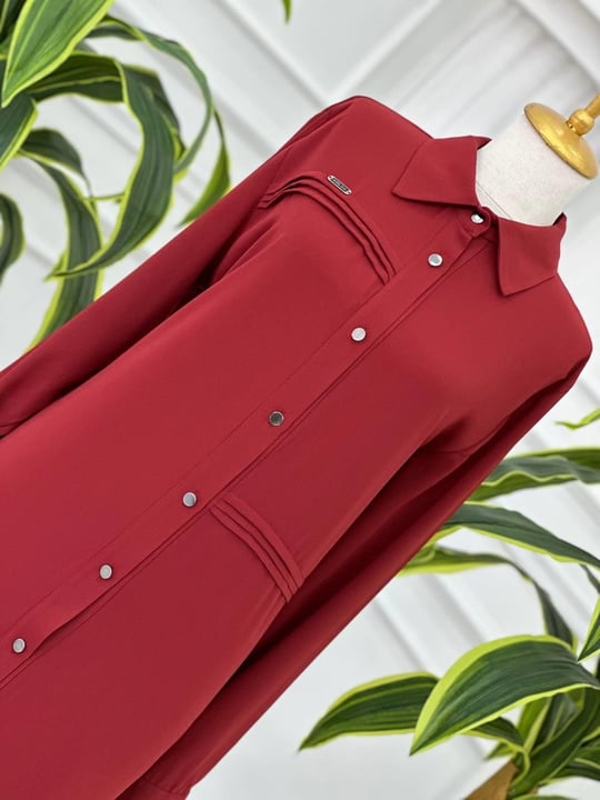Üç Pile Düğmeli Tunik 881 T-24 Kiremit