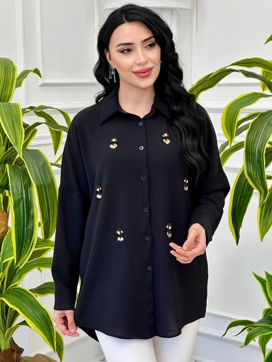 Üç Pul İşleme Tunik 10302 t-24 Siyah