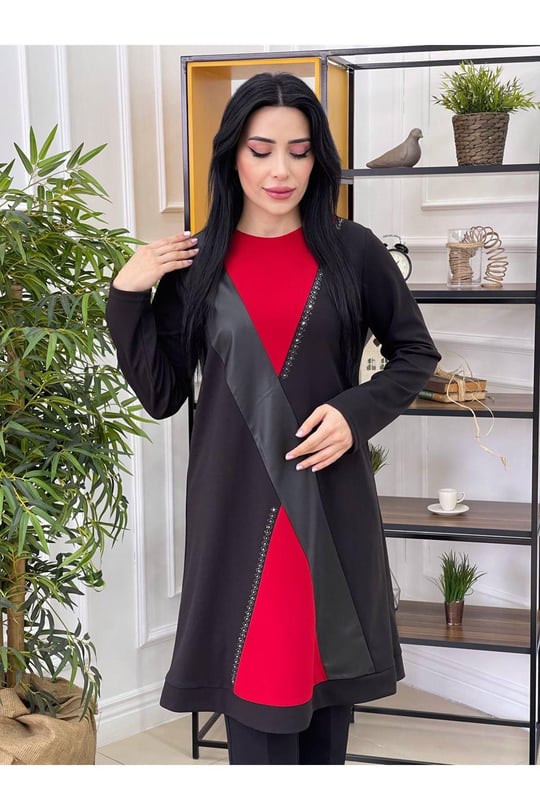 Üçgen Detay Tunik 707 Kırmızı