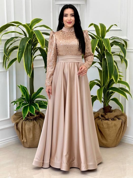Üstü Pul İşleme Tam Tur Abiye 19860 t-24 Gold
