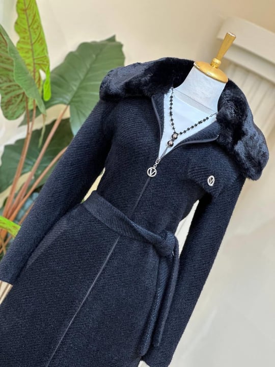 Yaka Kürk Angora Kaban 7504 T-25 Siyah