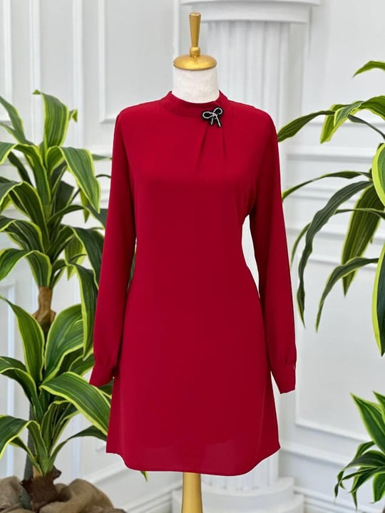 Yaka üç Pile Tunik 2019 T-24 Kırmızı
