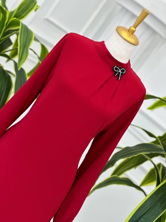 Yaka üç Pile Tunik 2019 T-24 Kırmızı