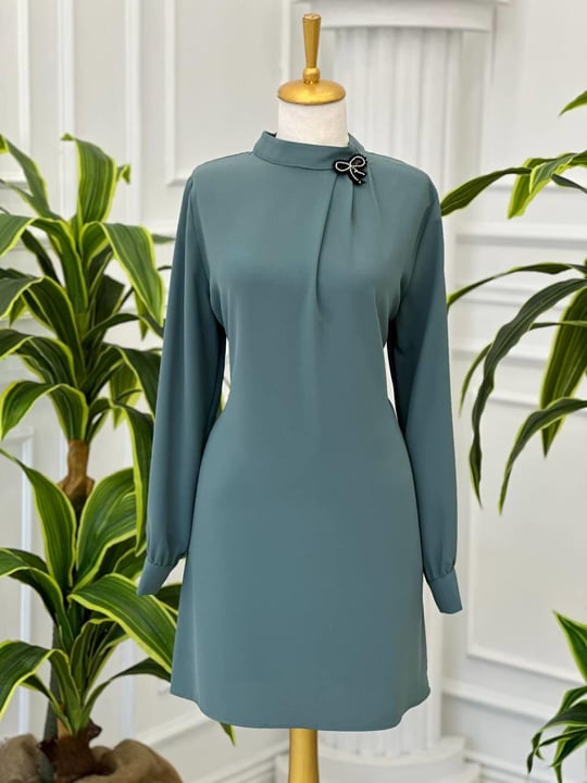 Yaka üç Pile Tunik 2019 T-24 Mint yeşili