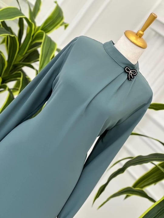 Yaka üç Pile Tunik 2019 T-24 Mint yeşili