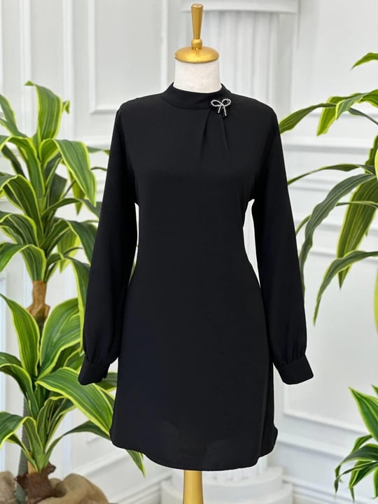 Yaka üç Pile Tunik 2019 T-24 Siyah