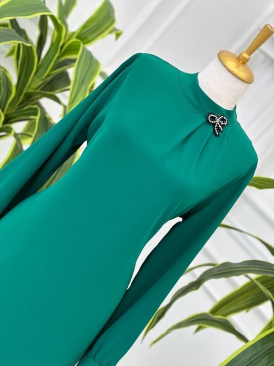 Yaka üç Pile Tunik 2019 T-24 Yeşil
