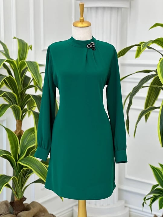 Yaka üç Pile Tunik 2019 T-24 Yeşil