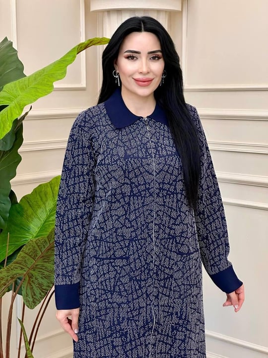 Yakalı Fermuarlı Uzun Hırka 33068 t-24 Lacivert