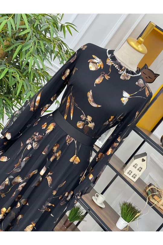 Yaldız Baskı Tül Elbise 3266 Bakır