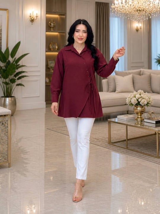 Yan Bağlama Spor Gömlek 8229 T-26 Bordo