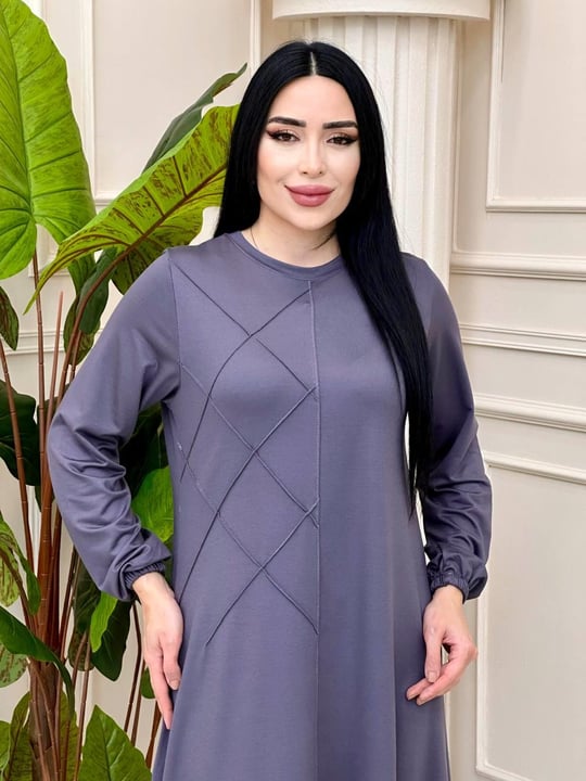 Yan Çimalı Anne Elbise 0689 y-24 Gri