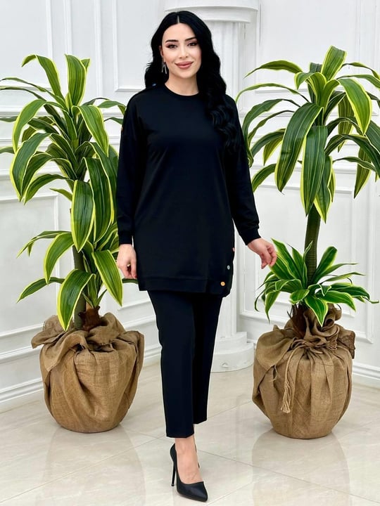Yandan Düğmeli Tunik 8053 Siyah