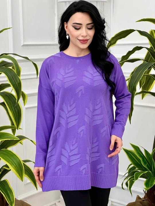 Yaprak Desen Tunik 140131 T-24 Lila