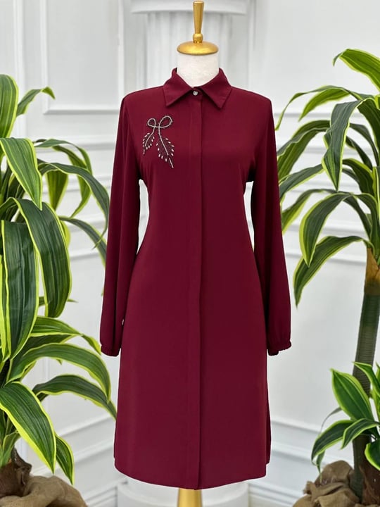 Yaprak Taş İşleme Tunik 893 T-24 Bordo