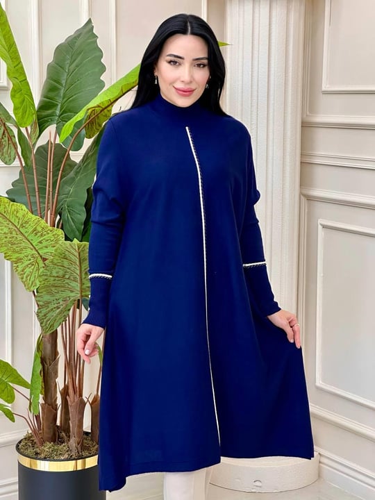 Yığma Desen Panço Tunik 5865 T-24 Lacivert