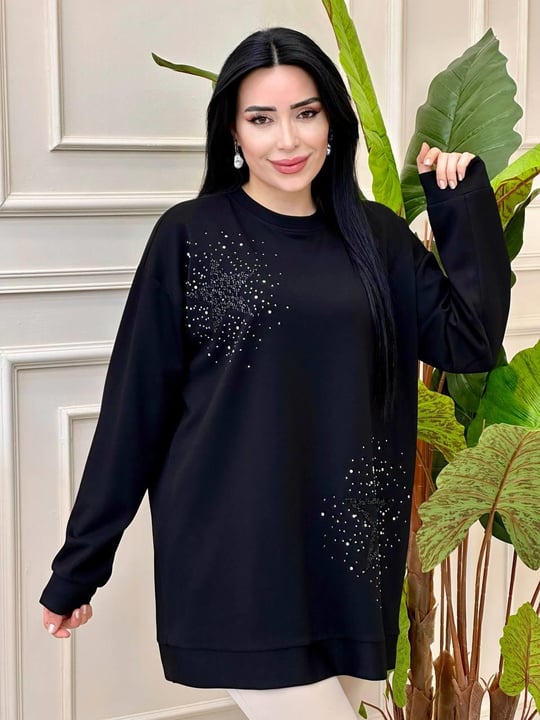 Yıldız Desen Oyşo Tunik 975 t-24 Siyah