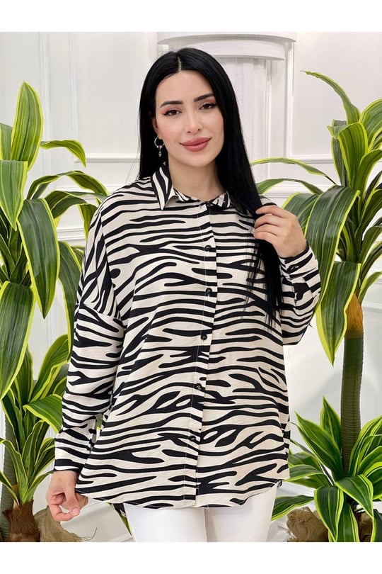 Zebra Desen Gömlek Tunik 31485 Siyah