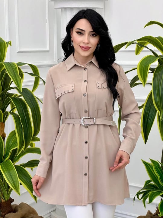 Zımba Detay Kemerli Tunik 2109 t-24 Bej