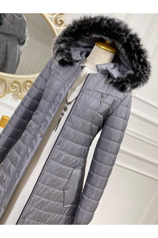 Zimba Detay Şişme Kaban 8136 Gri