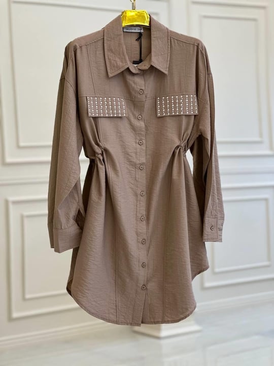 Zimba Kapak Düğmeli Tunik 10505 t025 Vizon
