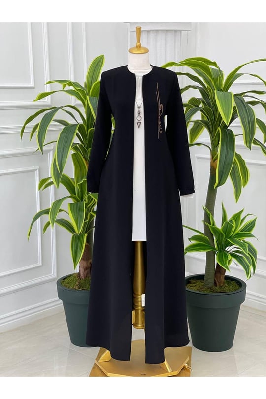 Baskılı Simli Ferace 4068 Taba