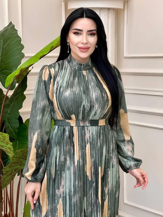 Batik Desen Pilise Elbise 1458 t-24 Yeşil
