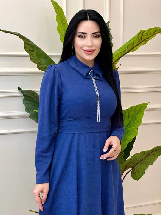 Bebe Yaka Örme Elbise 1776 t-24 İndigo