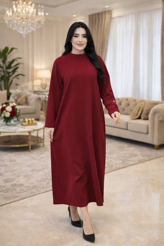 Bel Bağlamalı Basic Elbise 12671 T-26 Bordo