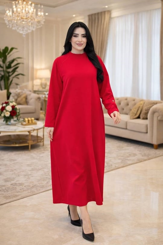 Bel Bağlamalı Basic Elbise 12671 T-26 Kırmızı