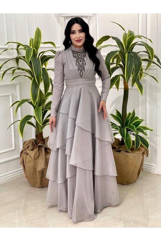 Bel Drape Jan Jan Elbise 12403-Gri