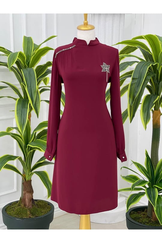 Çınar Yaprak Tunik 751-Bordo