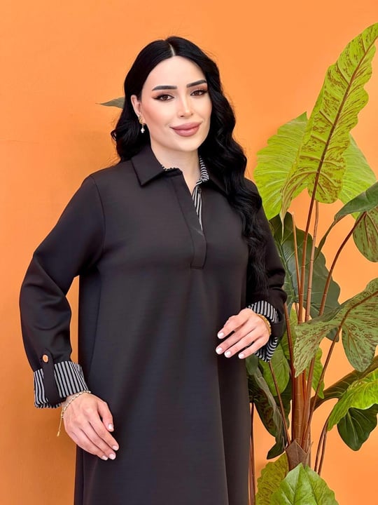 Çizgi Detay Oyşo Elbise 12652 T-25 Siyah