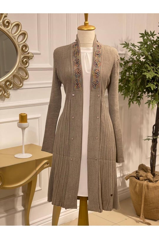Ebruli Desen Hırka 3195-Taş