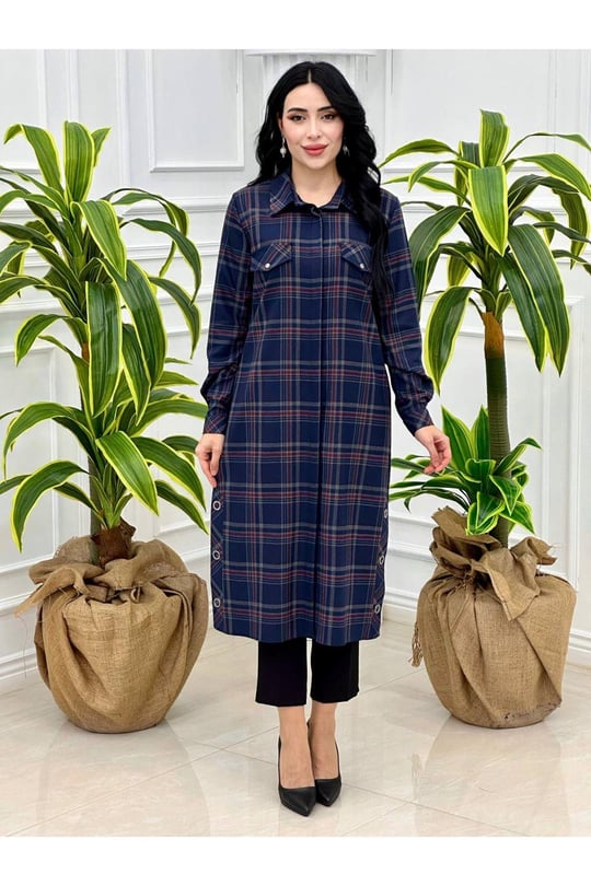 Ekose tunik Gömlek 2141-Lacivert