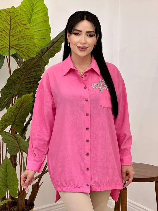 Fiyonk Taş Çilek Tunik 1066 T-25 pembe