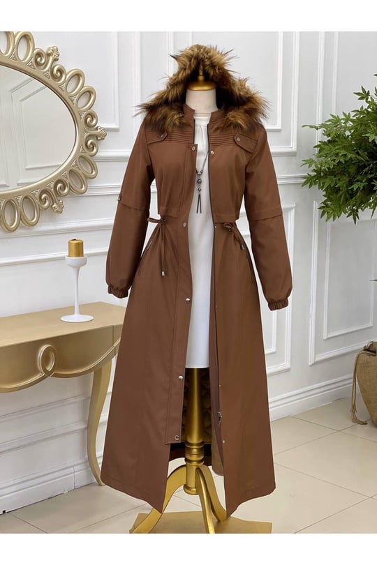 Gögüs Apolet Tam Boy Parka 4227-Taba