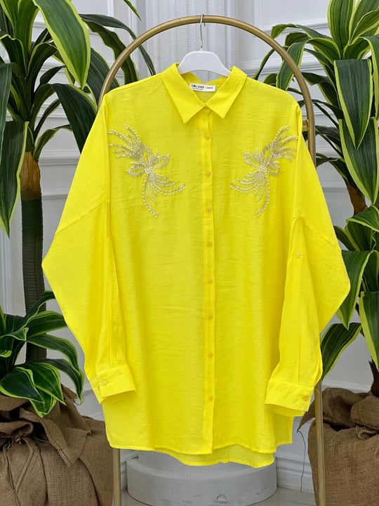İnci Bonçuk İşleme Tunik 3473 t-24 Sarı