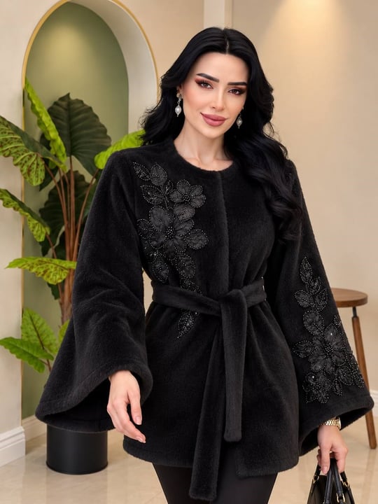 İşleme Detay Angora Giy-Çık 9051 T-26 Siyah
