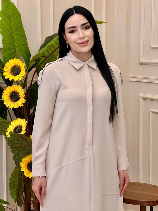 Kampanya Omuz Apolet Elbise 12501 E-025 Bej