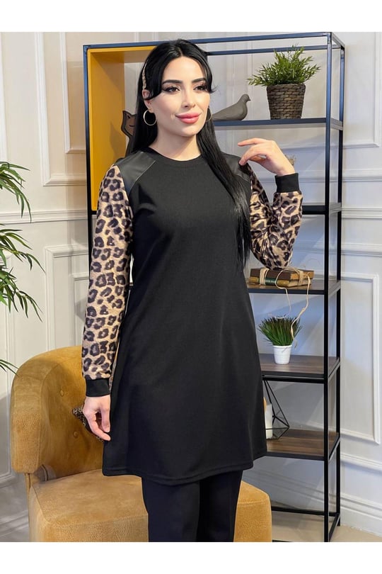 Kol Leopar Tunik 722-Siyah