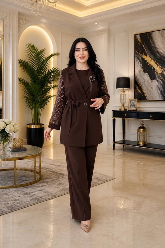 Kol Payet İşleme Üç'lü Takım 3015 T-26 Kahverengi