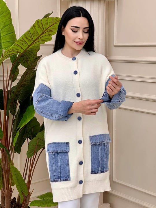 Kolu Kot Angora Hırka 7630 t-24 Ekru