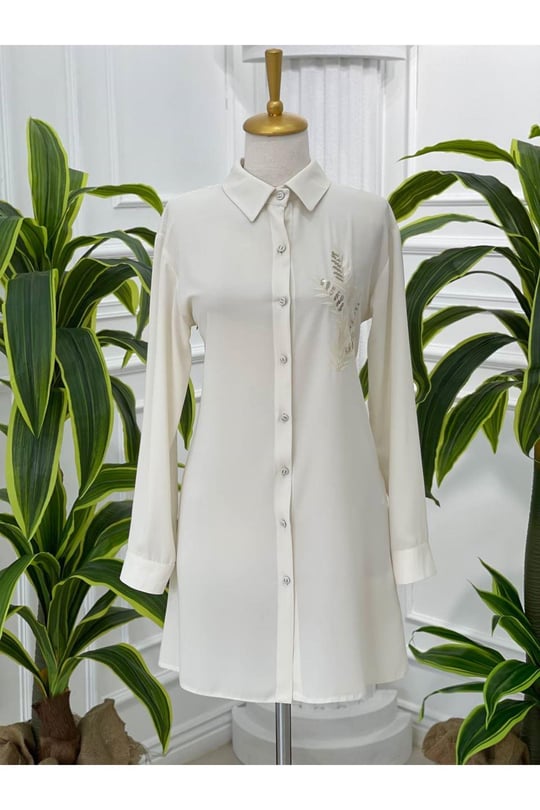 Nakiş Desen Tunik 23091-Ekru