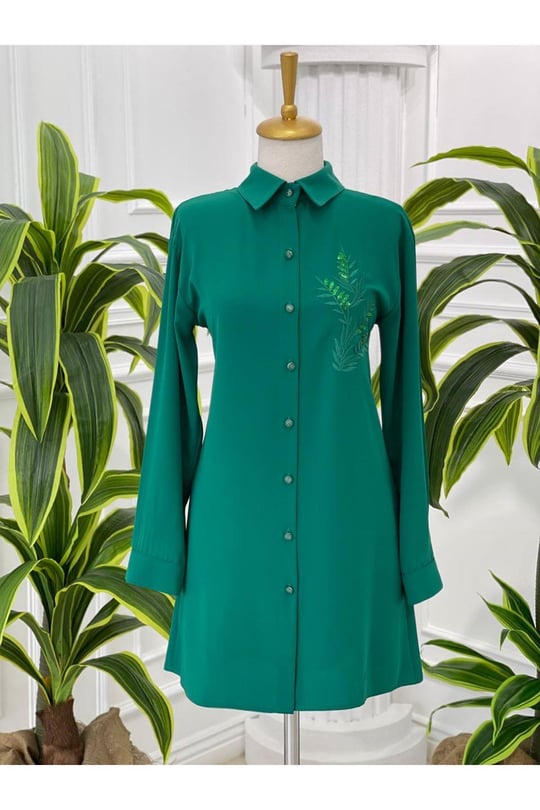 Nakiş Desen Tunik 23091-Yeşil