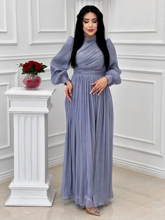 Önü Drape Jan Jan Elbise 4408 T-24 Gri
